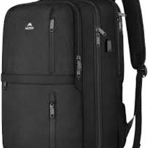 Matien Black Backpack Carry On Travel Bag 17 inch New - Picture 12 of 13